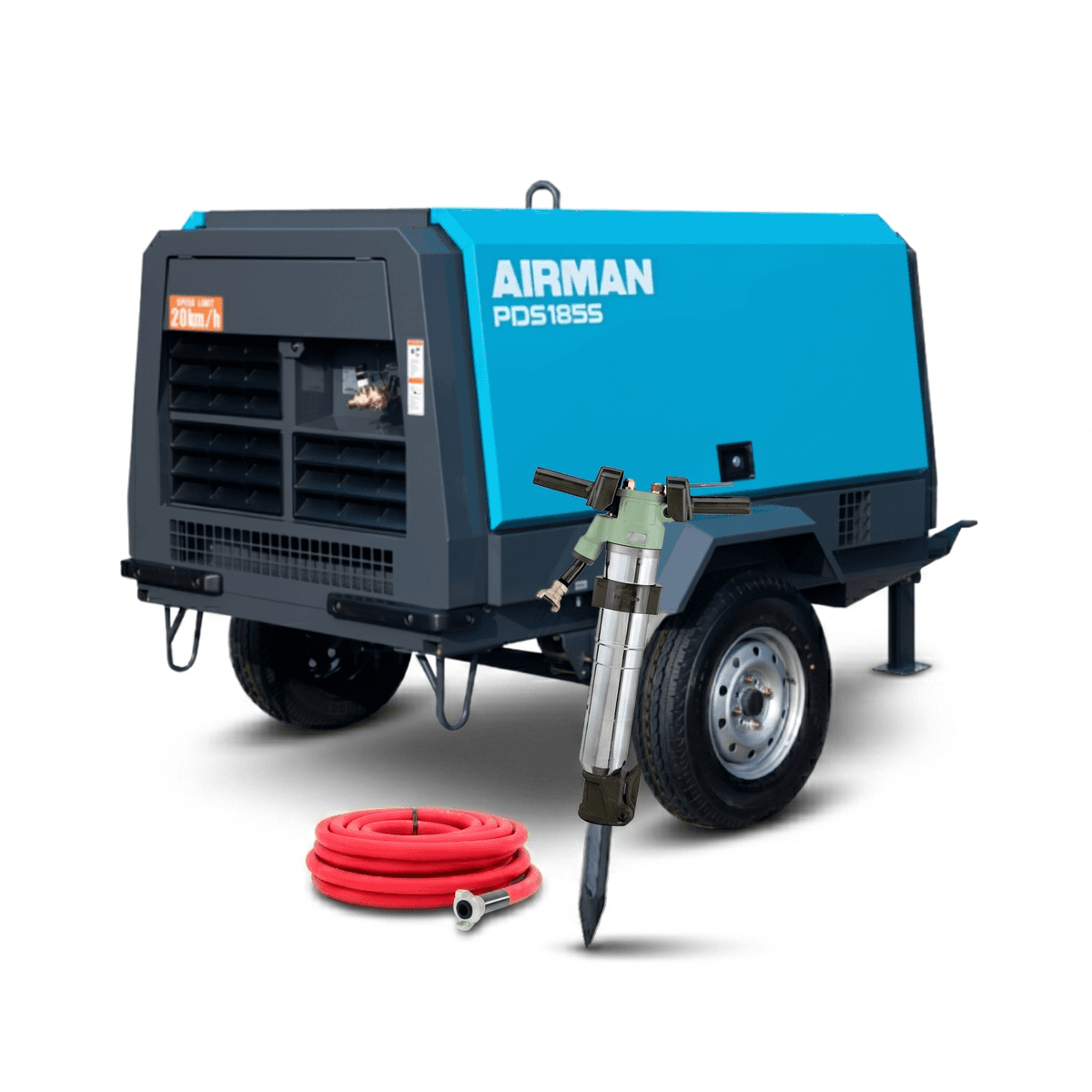Compresor neumático 185CFM con martillos