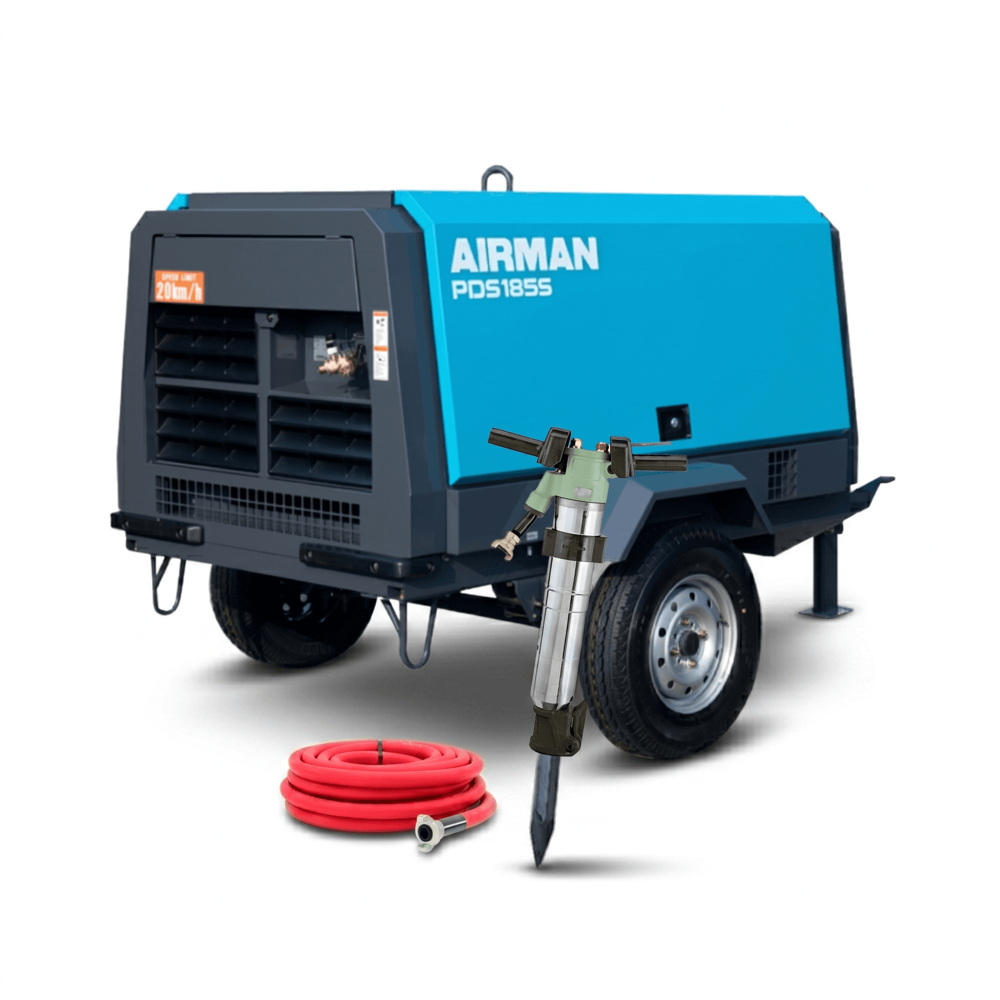 Renta de Compresor neumático 185CFM con martillos - ADNR
